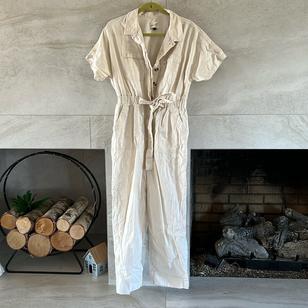 Cream Utility Jumpsuit